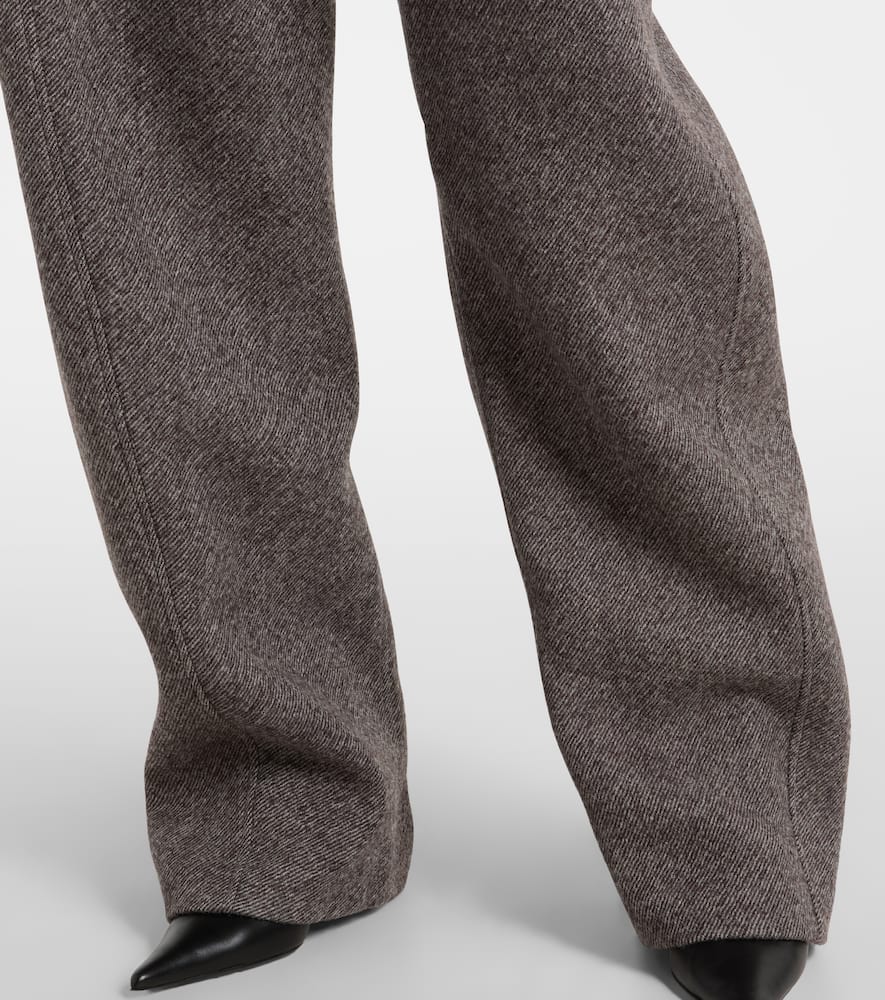 Magda Butrym Low-rise Herringbone Wool-blend Barrel-leg Pants In Gray