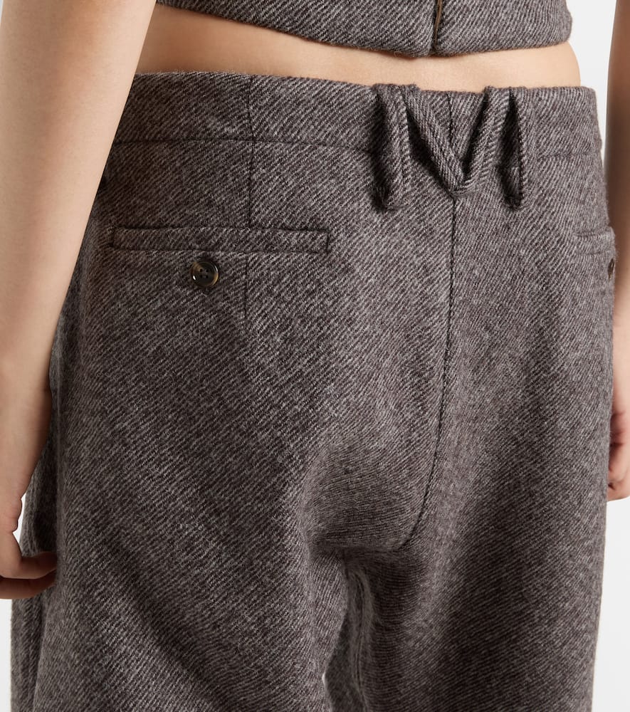 Magda Butrym Low-rise Herringbone Wool-blend Barrel-leg Pants In Gray