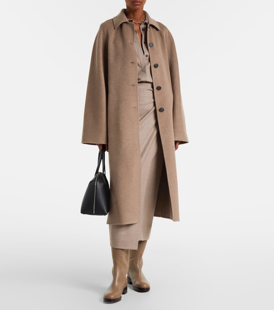 Max Mara Centro Belted Cashmere Coat In Brown
