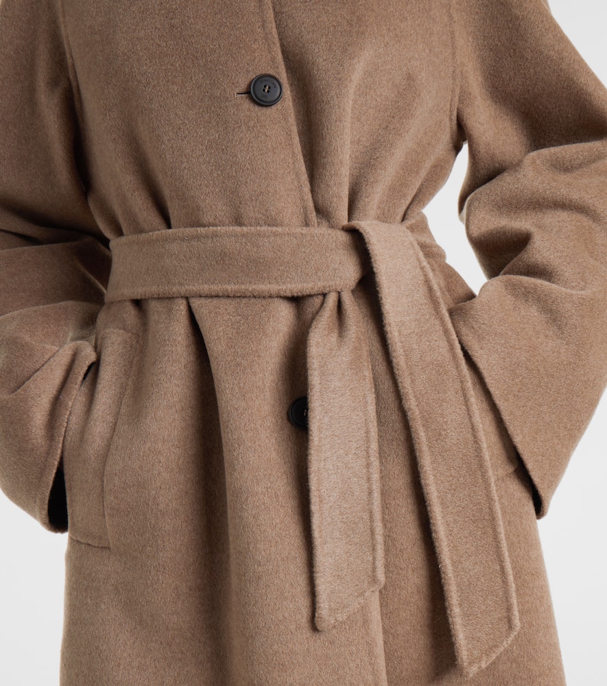 Max Mara Centro Belted Cashmere Coat In Brown