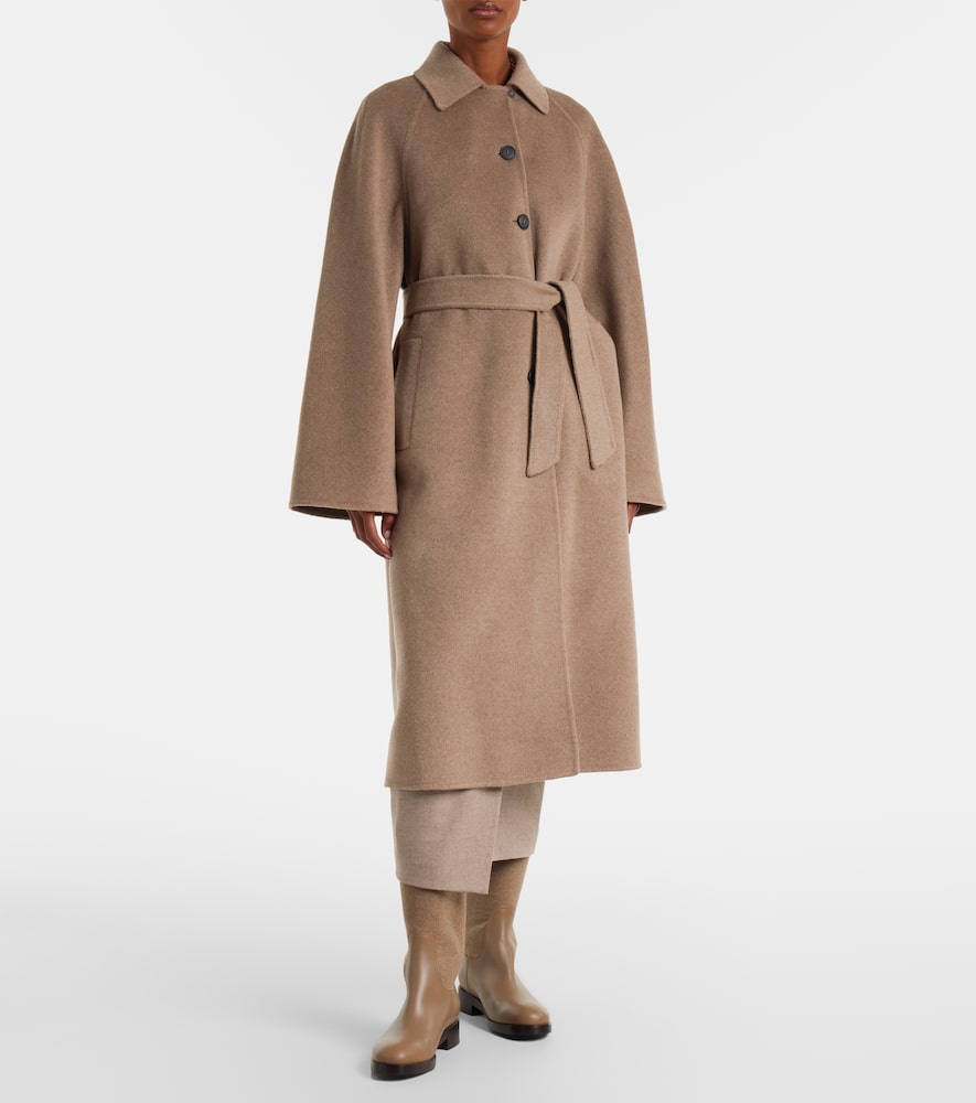 Max Mara Centro Belted Cashmere Coat In Brown