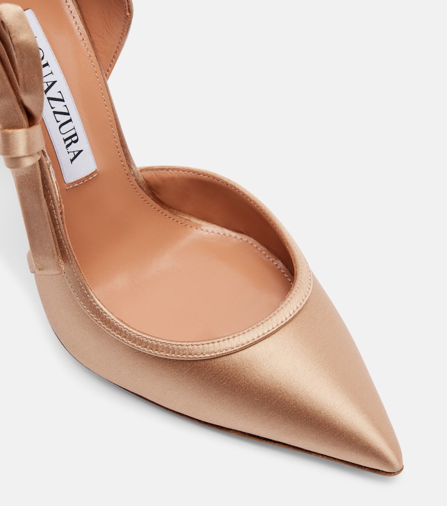 Aquazzura Soave 105 Bow-detail Satin Pumps In Animal Print