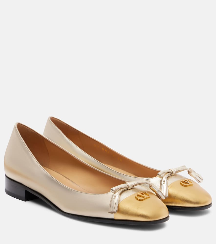 Valentino Valet Du Roi Metallic Leather Ballet Flats In Gold