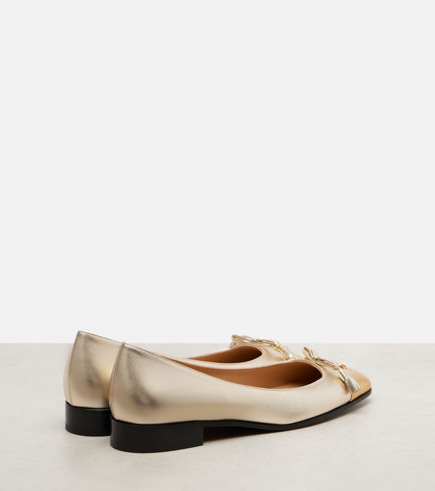Valentino Valet Du Roi Metallic Leather Ballet Flats In Gold
