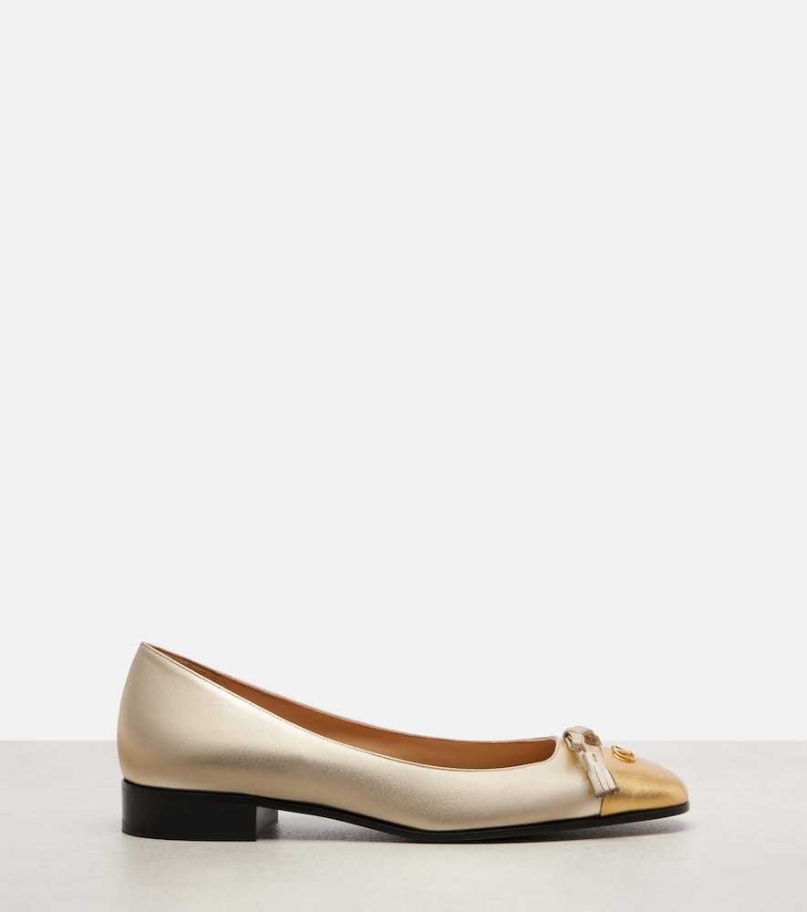 Valentino Valet Du Roi Metallic Leather Ballet Flats In Gold