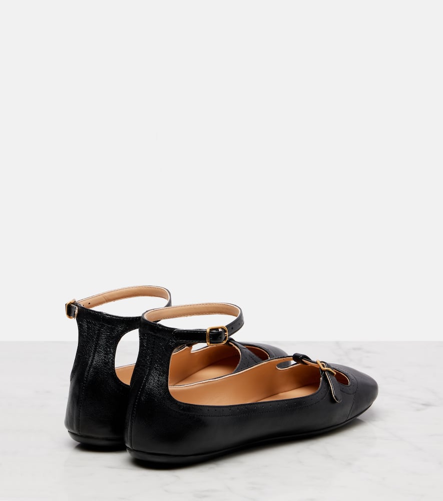 Chloé Leonore Leather Ballet Flats In Black
