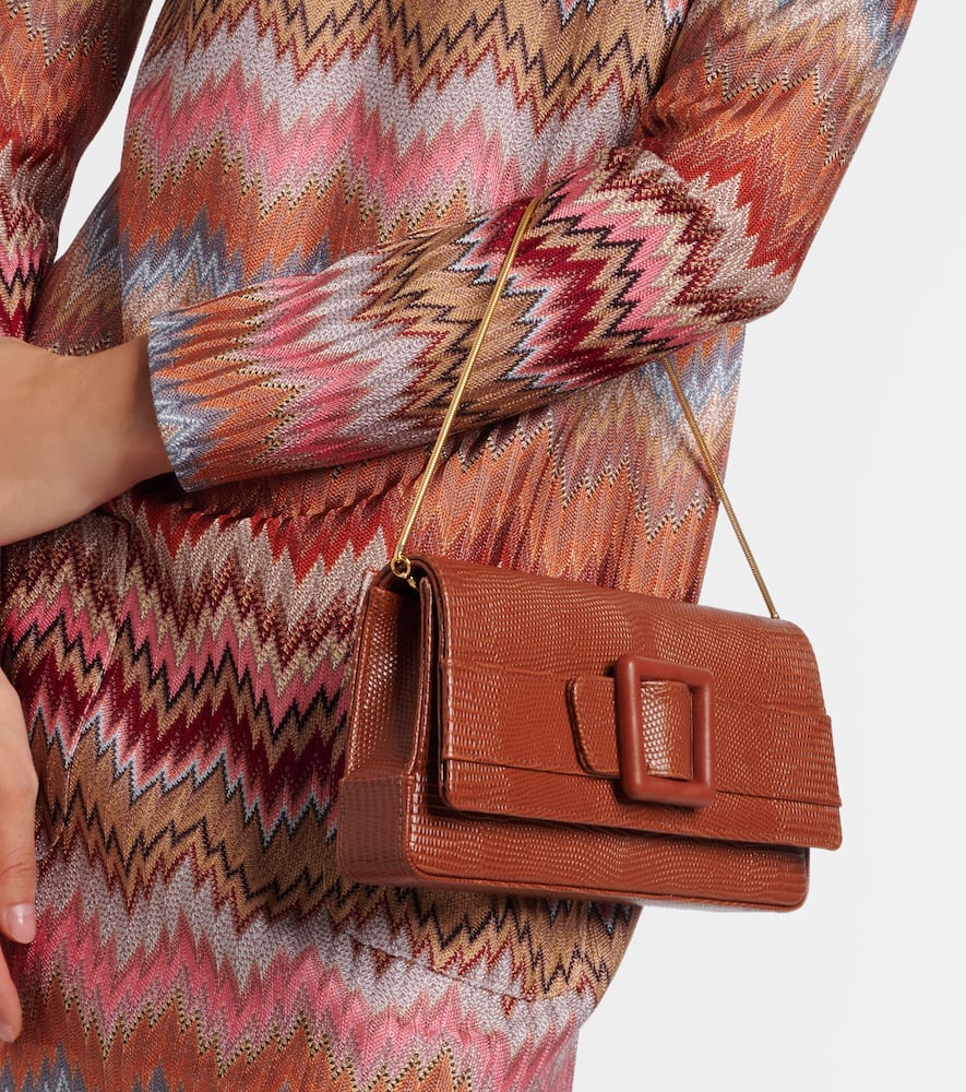 Manolo Blahnik Maygot Snake-effect Leather Clutch In Brown