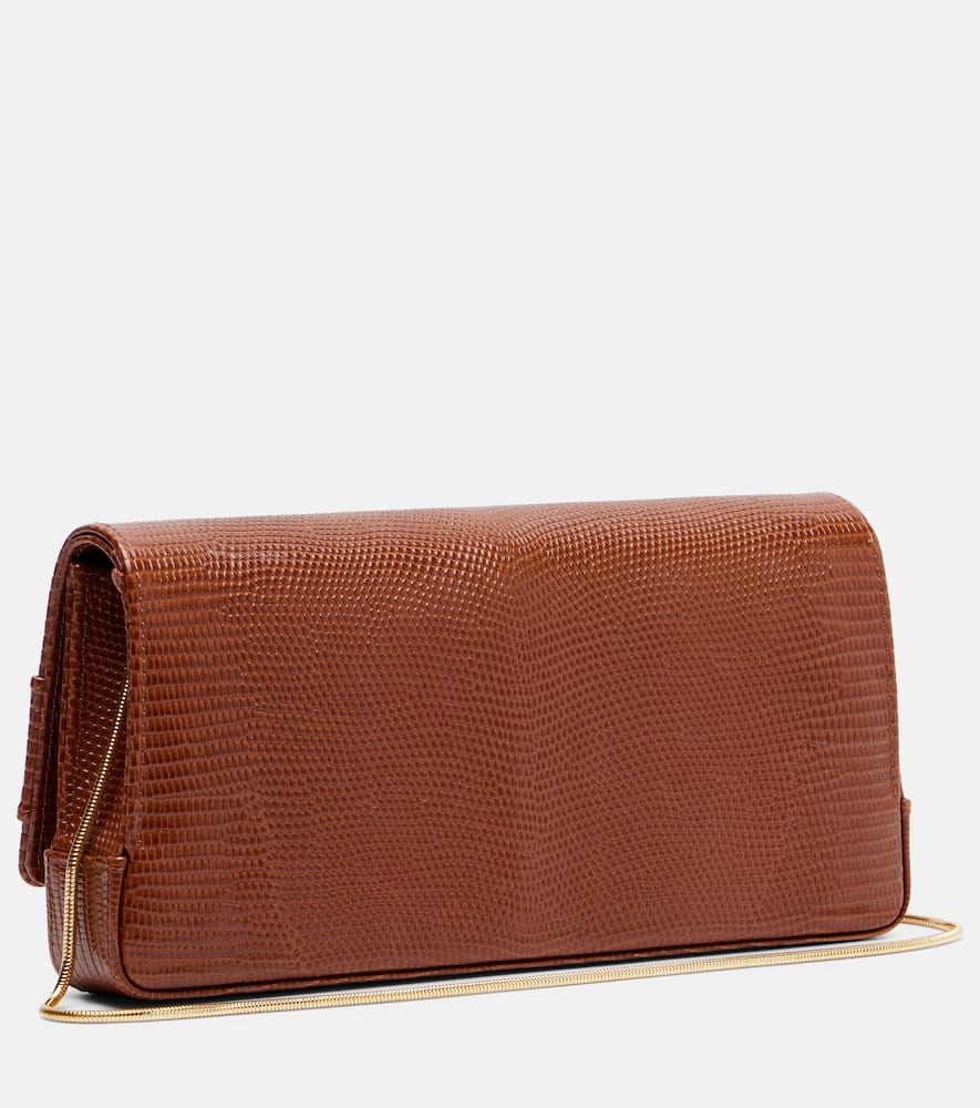 Manolo Blahnik Maygot Snake-effect Leather Clutch In Brown