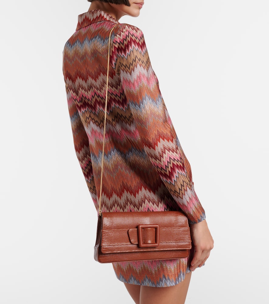 Manolo Blahnik Maygot Snake-effect Leather Clutch In Brown