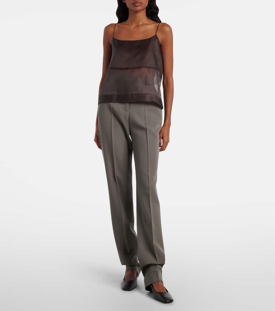 Calvin Klein Collection Carmen Sheer Silk Camisole In Brown