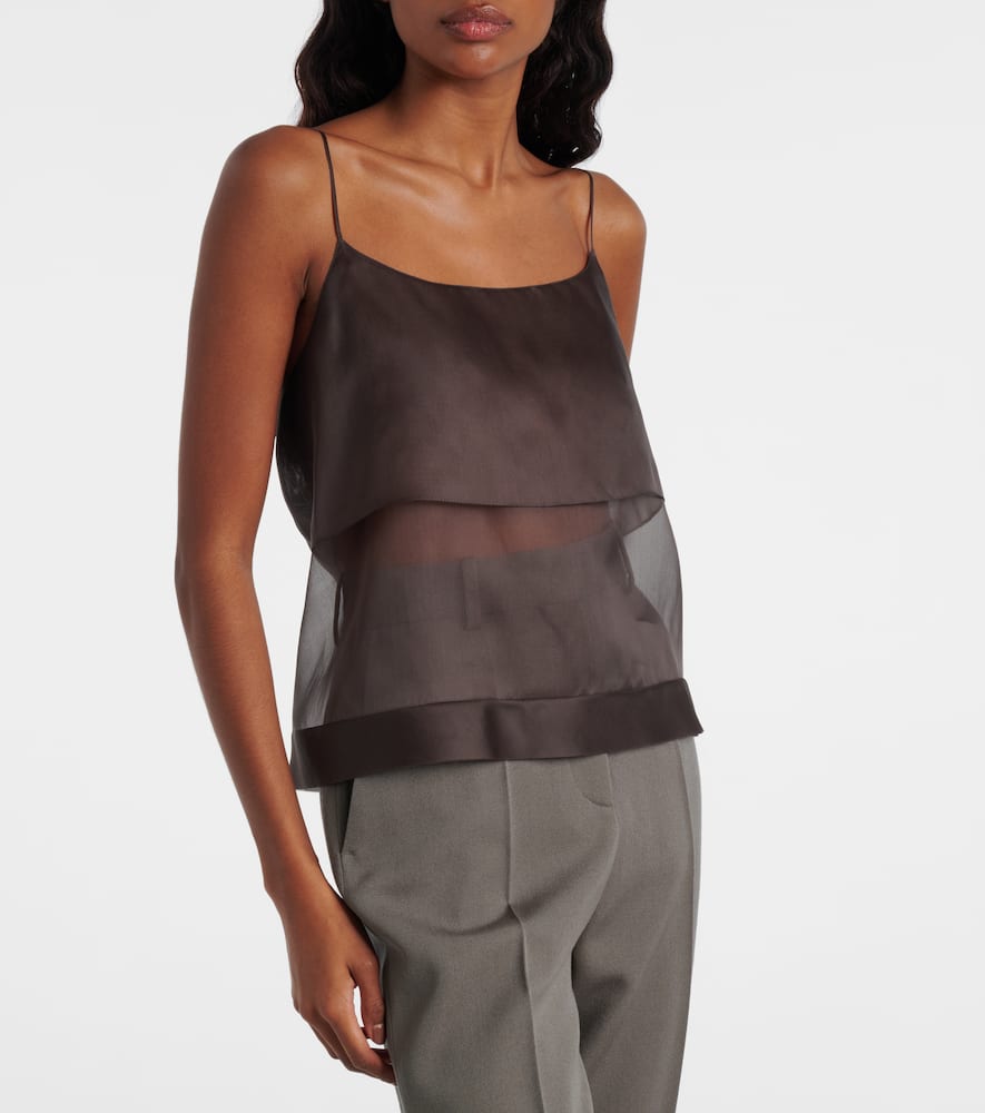 Calvin Klein Collection Carmen Sheer Silk Camisole In Brown