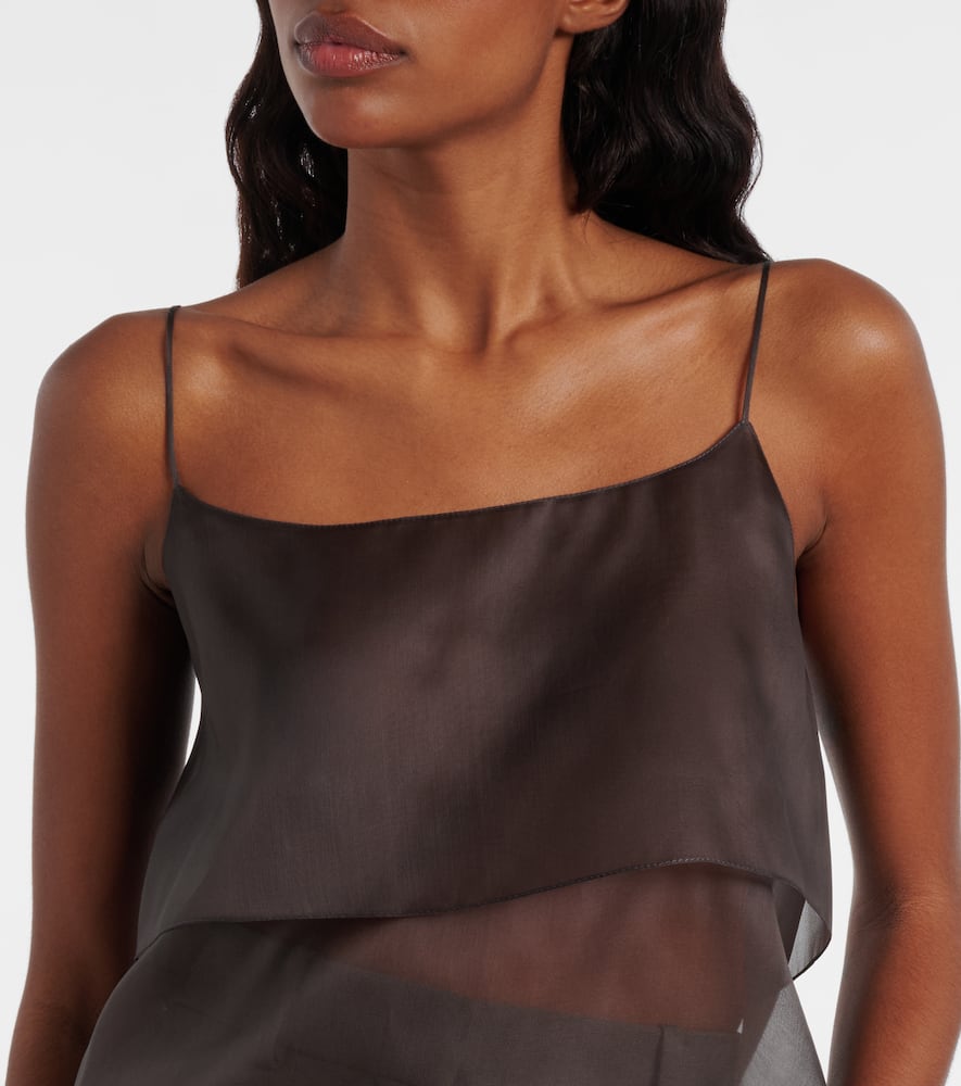 Calvin Klein Collection Carmen Sheer Silk Camisole In Brown