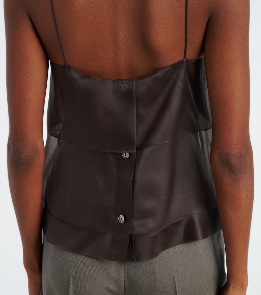 Calvin Klein Collection Carmen Sheer Silk Camisole In Brown