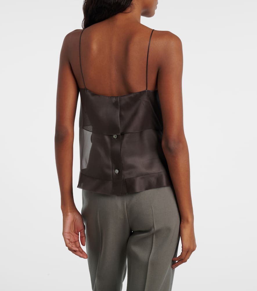 Calvin Klein Collection Carmen Sheer Silk Camisole In Brown