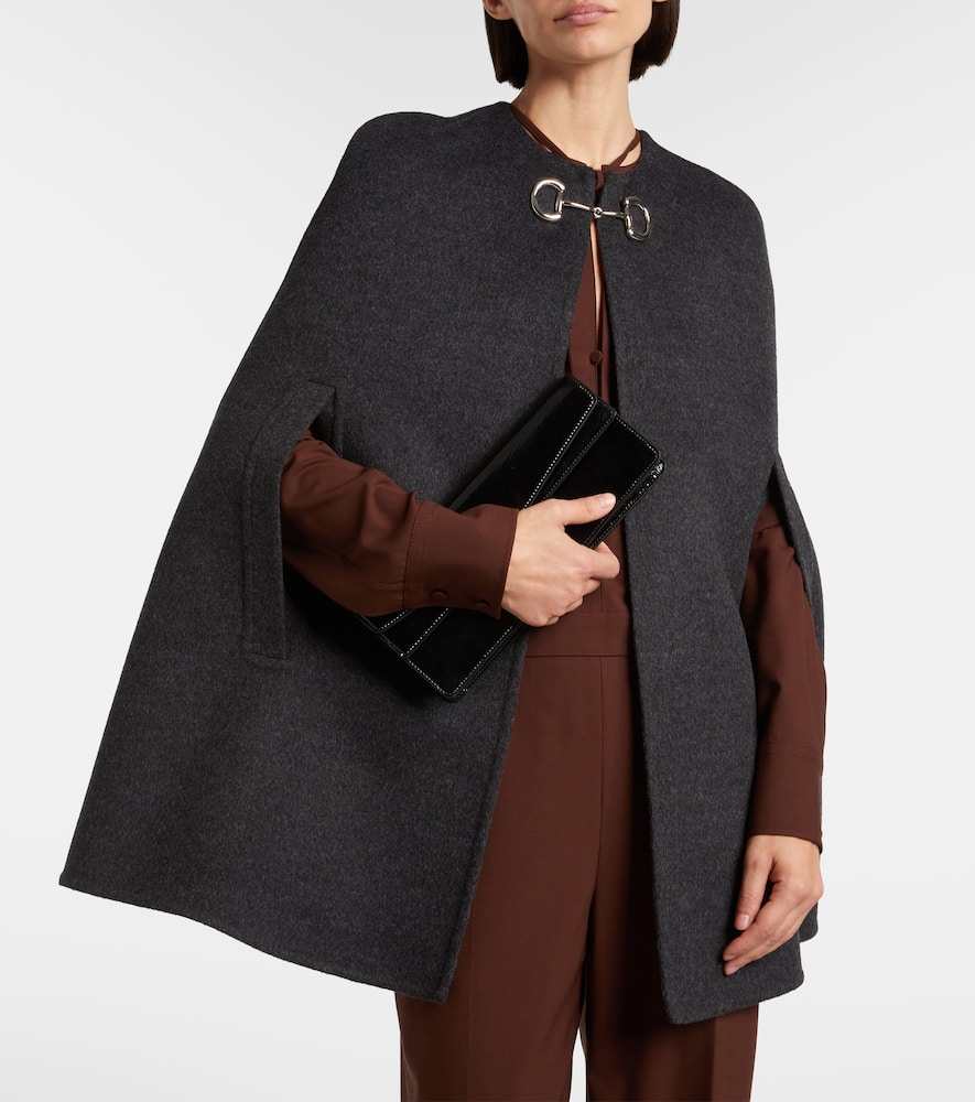 Gucci Caban Horsebit Wool Cape In Black
