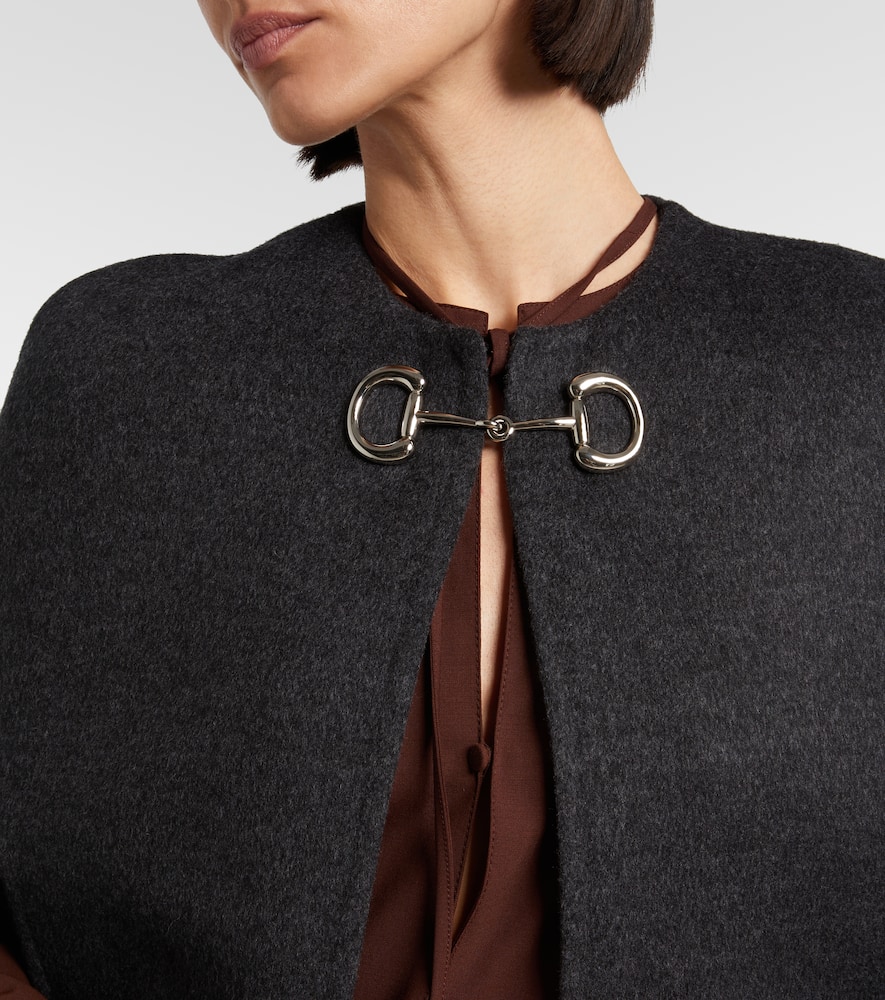 Gucci Caban Horsebit Wool Cape In Black