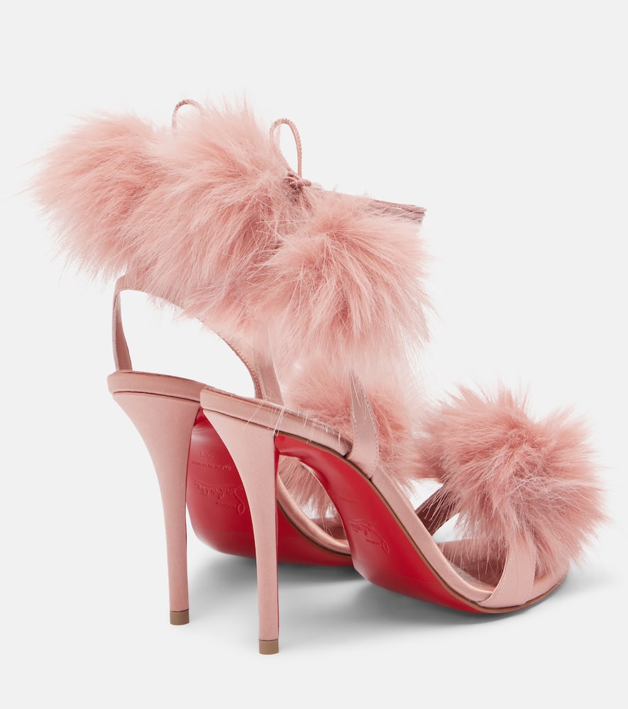 Christian Louboutin Patapompom 100 Crêpe Satin Sandals In Pink
