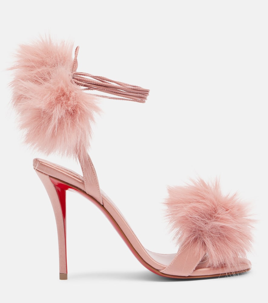 Christian Louboutin Patapompom 100 Crêpe Satin Sandals In Pink