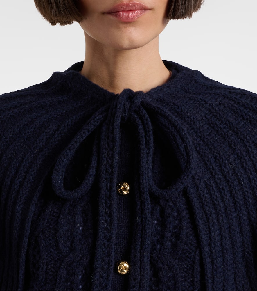 Frame Caped Wool-blend Cardigan In Blue