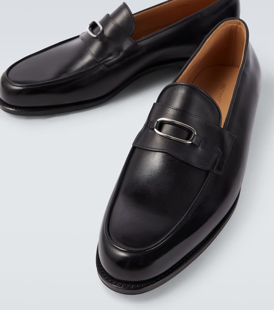 John Lobb Lopez Leather Loafers In Black