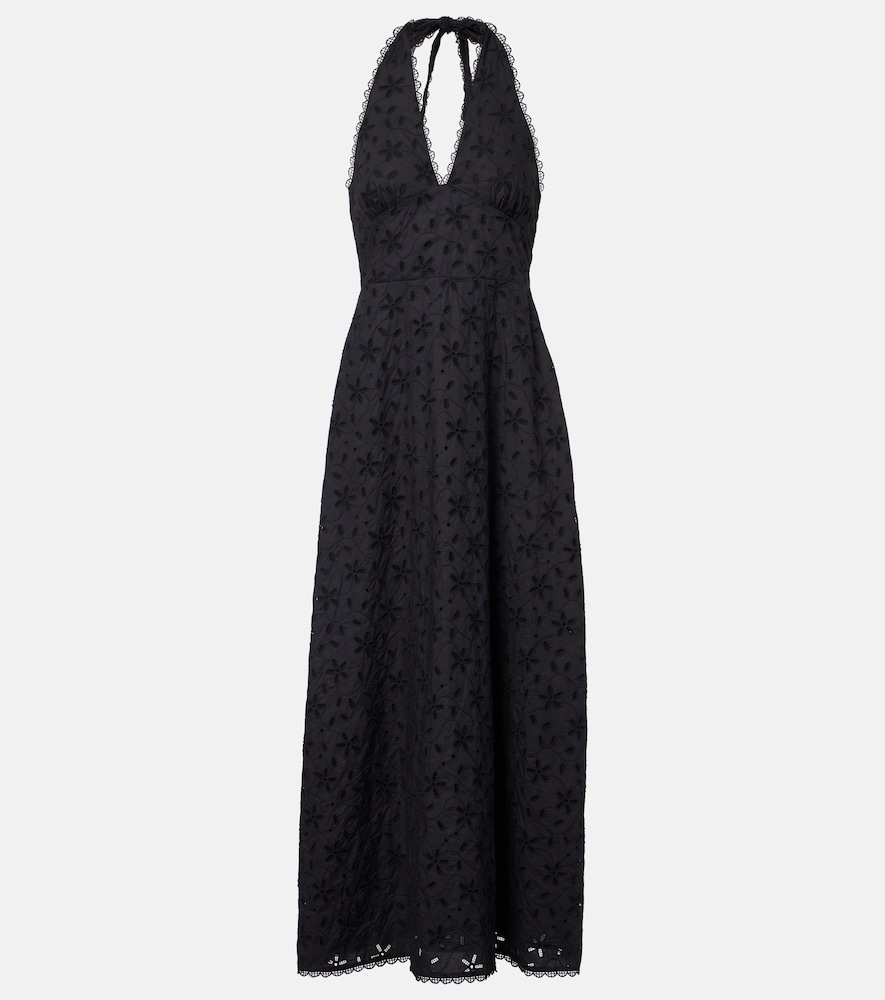 Salma Embroidered Halterneck Cotton Midi Dress