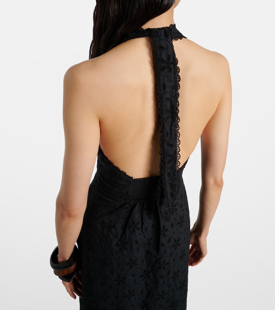 Salma Embroidered Halterneck Cotton Midi Dress