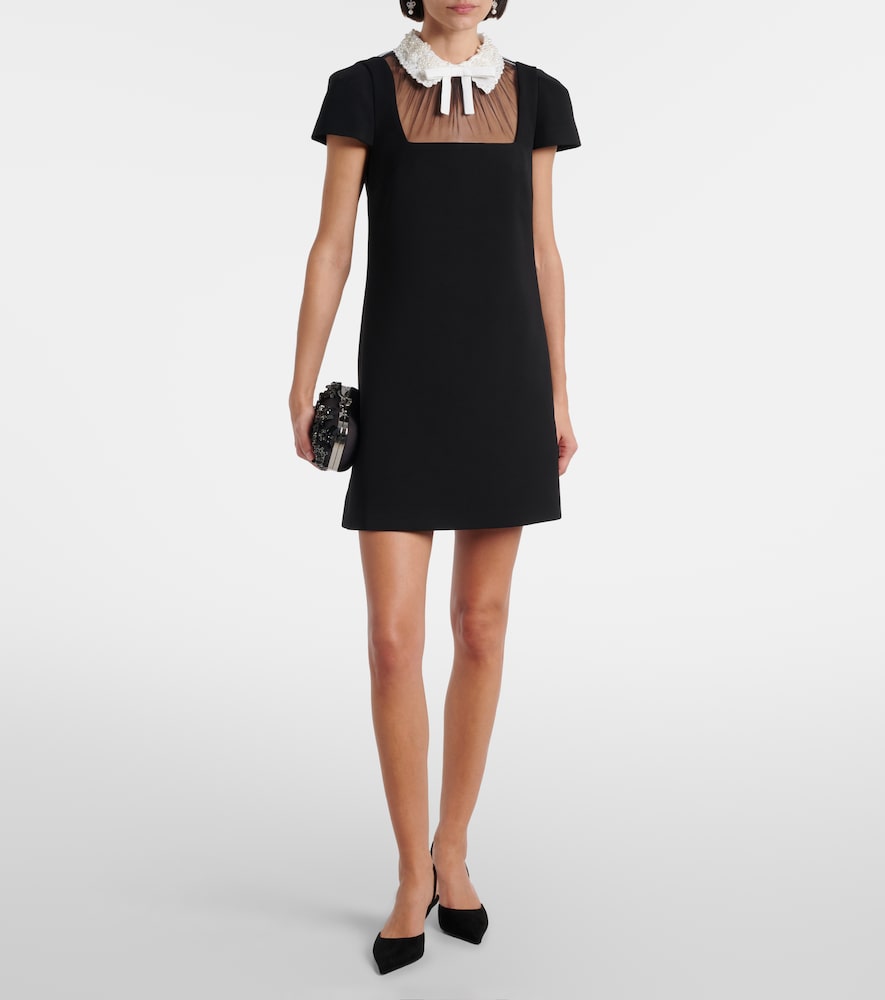 Self-Portrait Bow-detail crêpe minidress