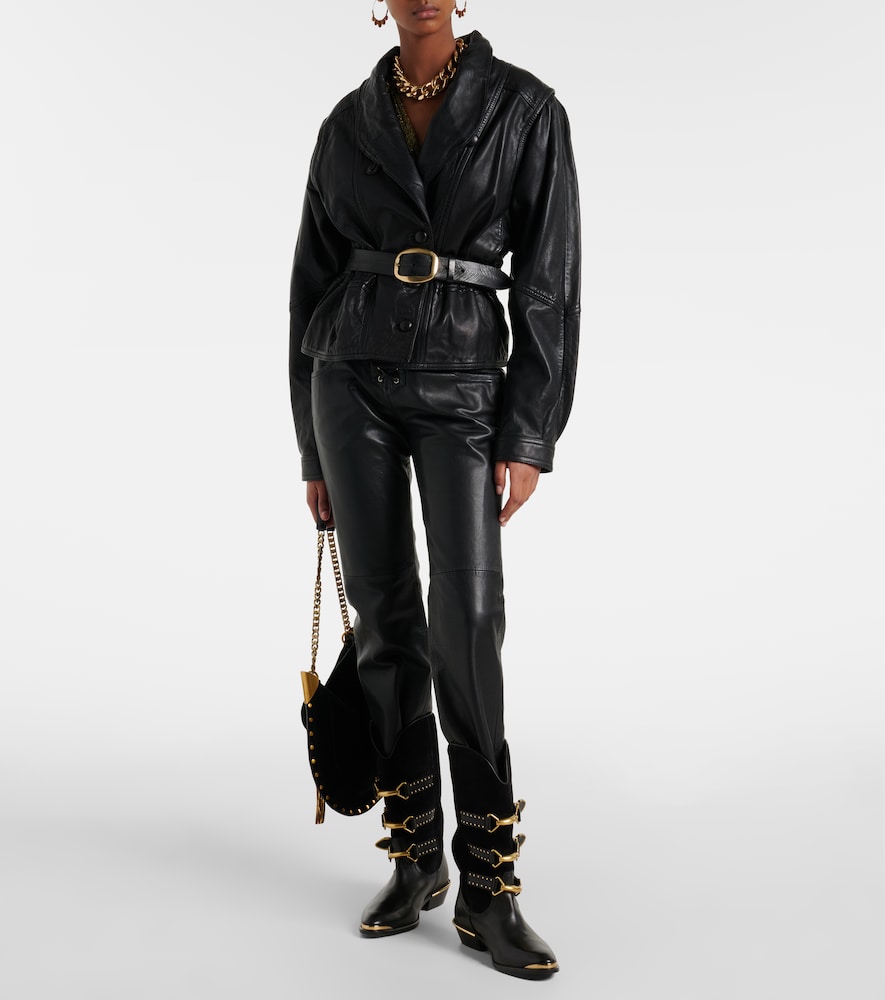  Isabel Marant Isabel Marant Vanel Leather Straight Pants 