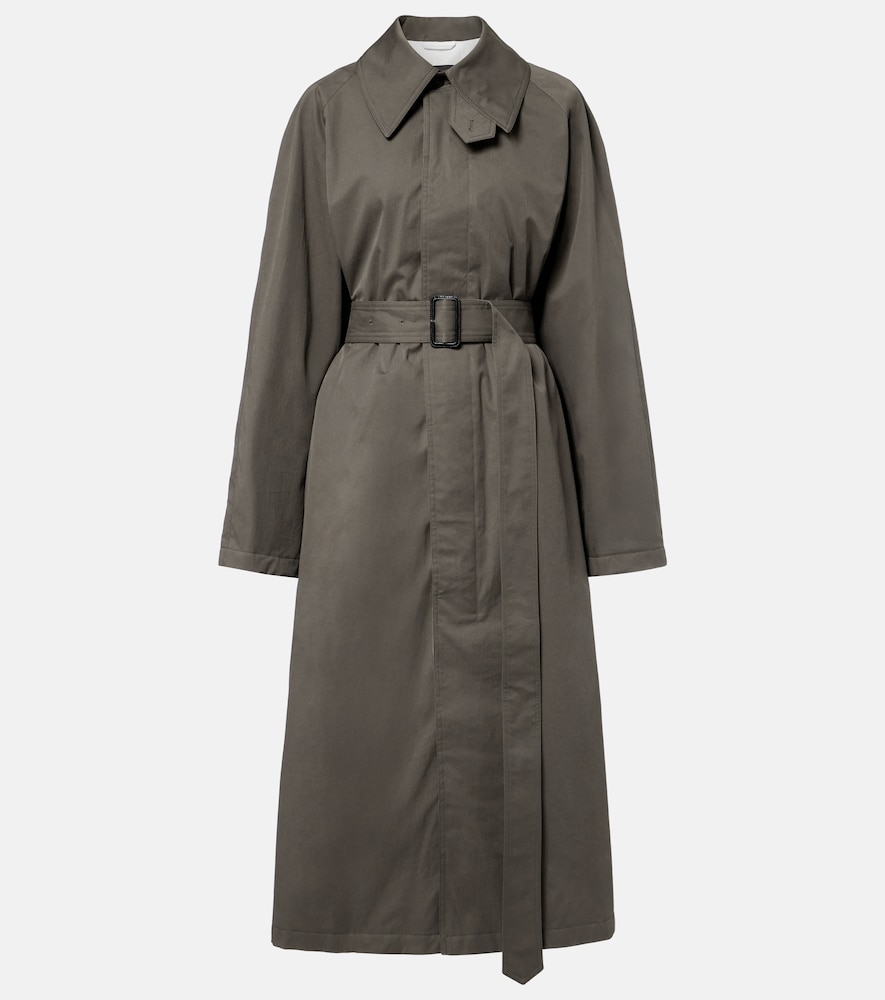 Phoebe Philo Cotton Twill Trench Coat In Green