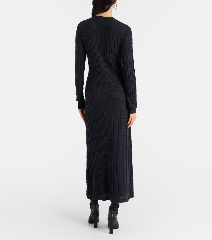 Totême Cable-knit Wool Maxi Dress In Blue
