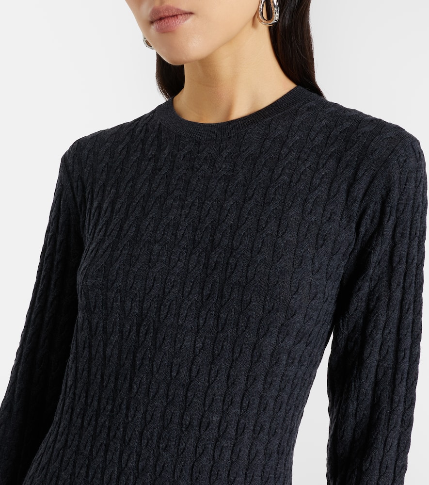 Totême Cable-knit Wool Maxi Dress In Blue