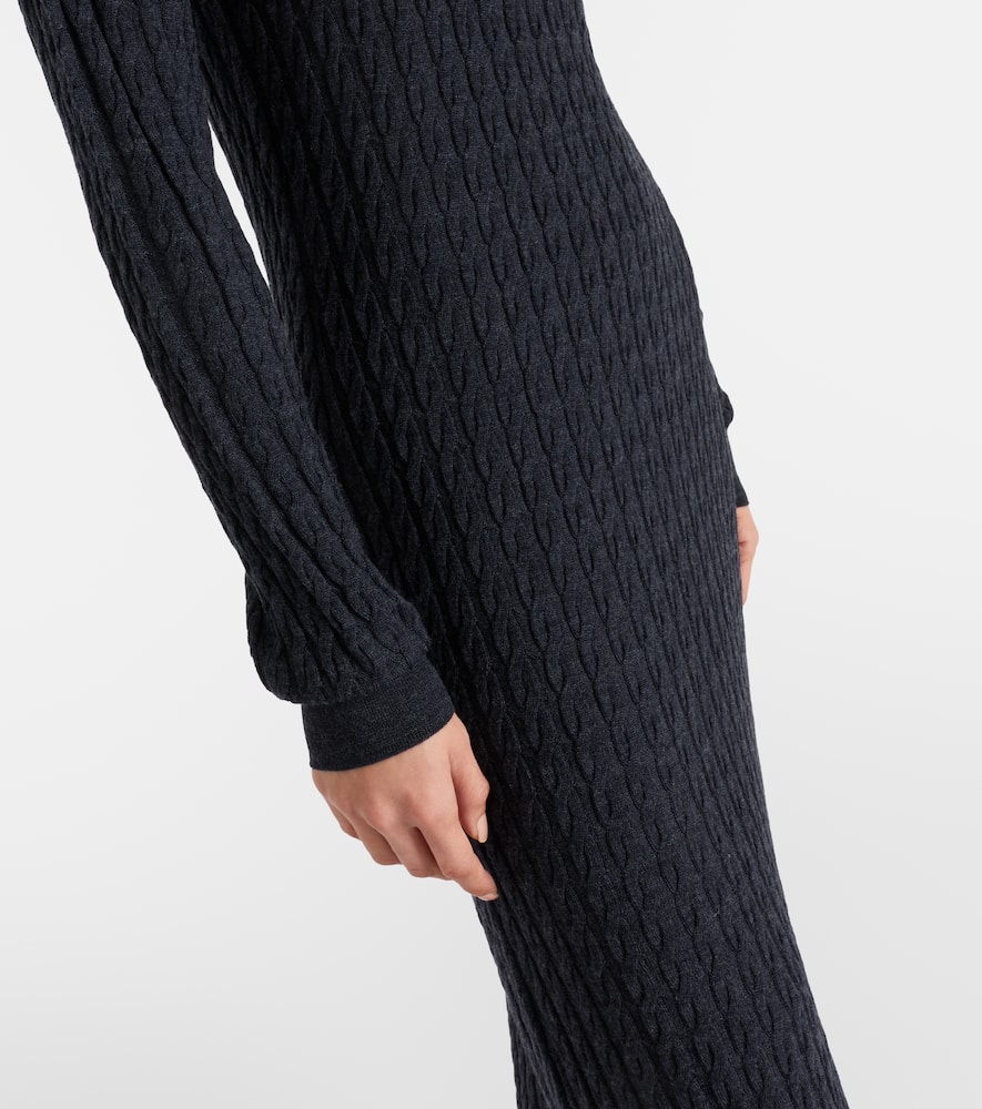 Totême Cable-knit Wool Maxi Dress In Blue