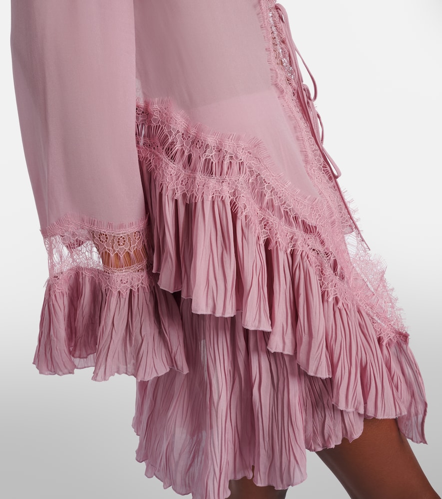  Blumarine Blumarine Lace-trimmed Sheer Georgette Blouse 