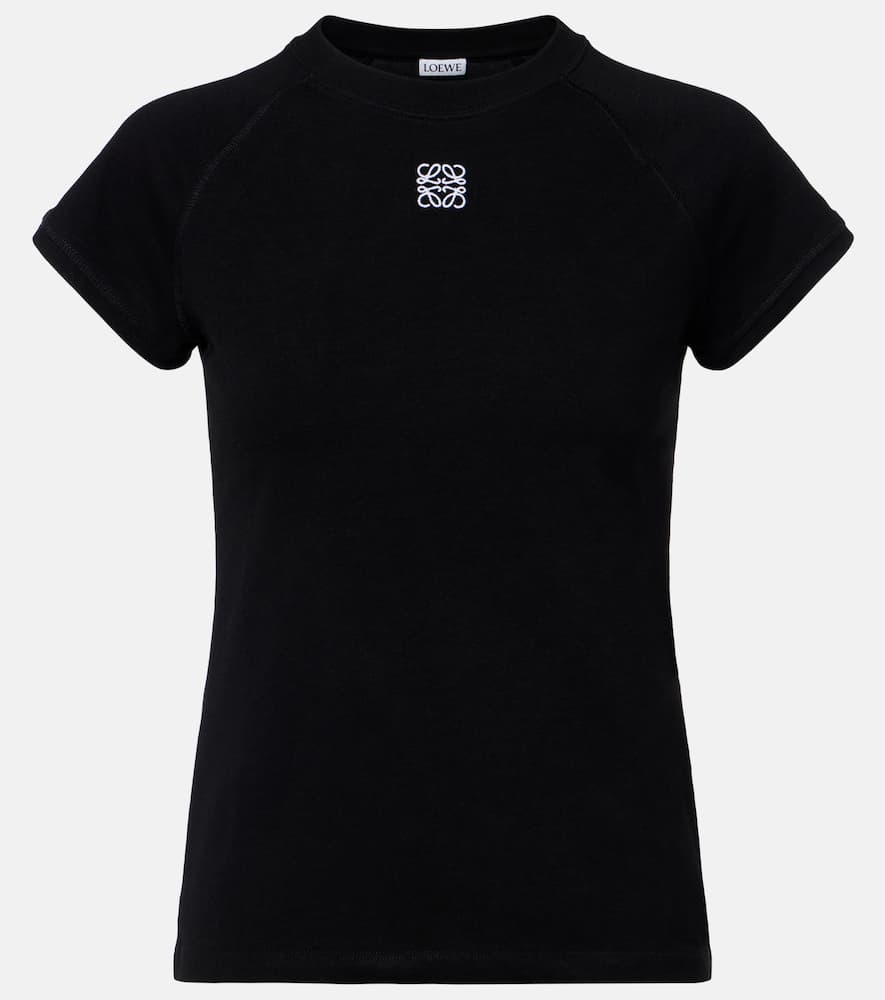 Loewe Anagram Embroidered Cotton-blend Jersey T-shirt In Black