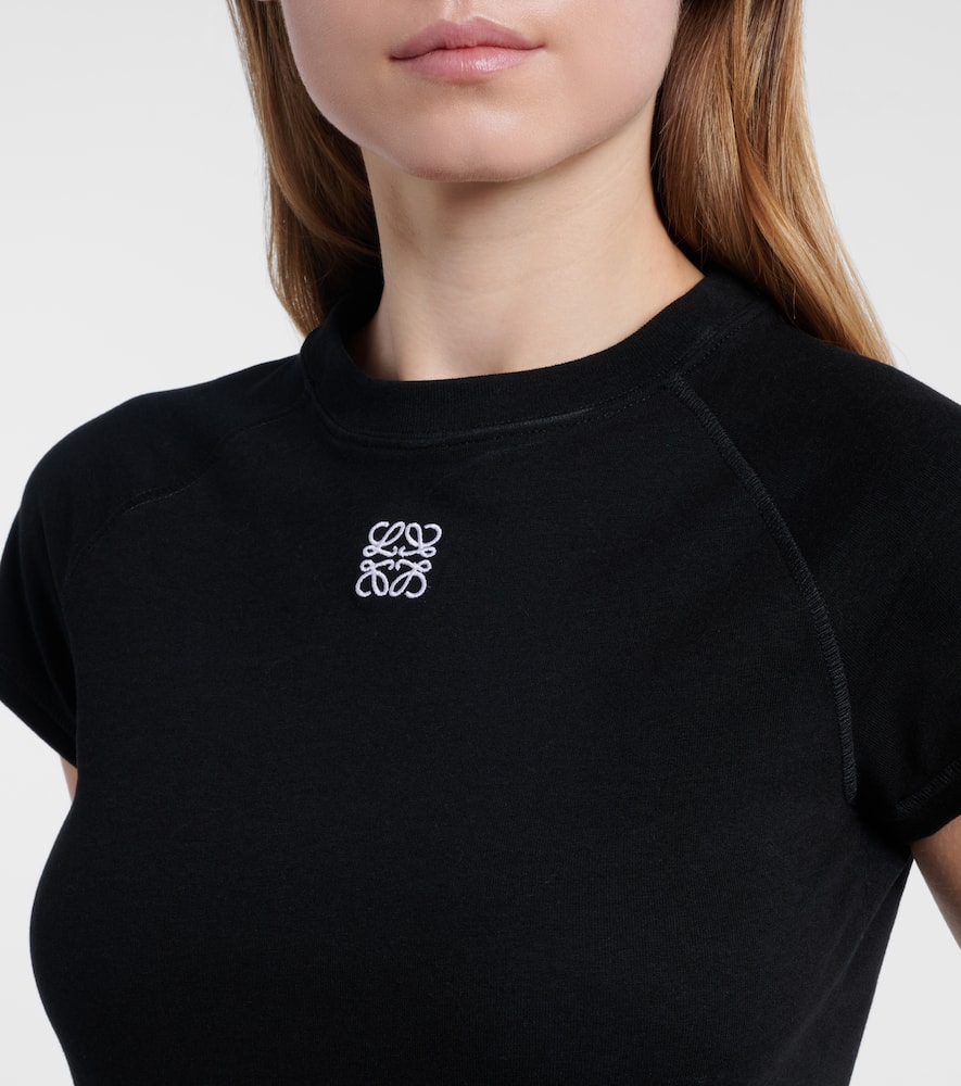 Loewe Anagram Embroidered Cotton-blend Jersey T-shirt In Black