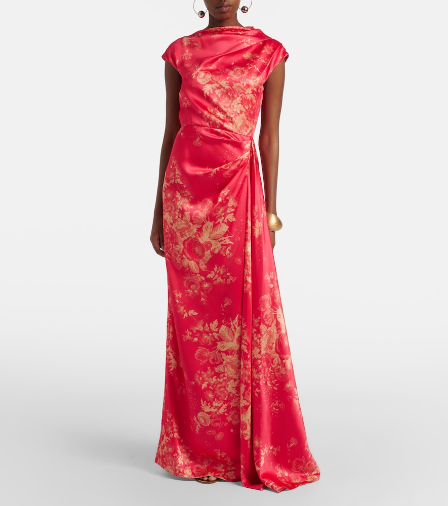  Erdem Erdem Draped Floral Duchess Satin Gown 