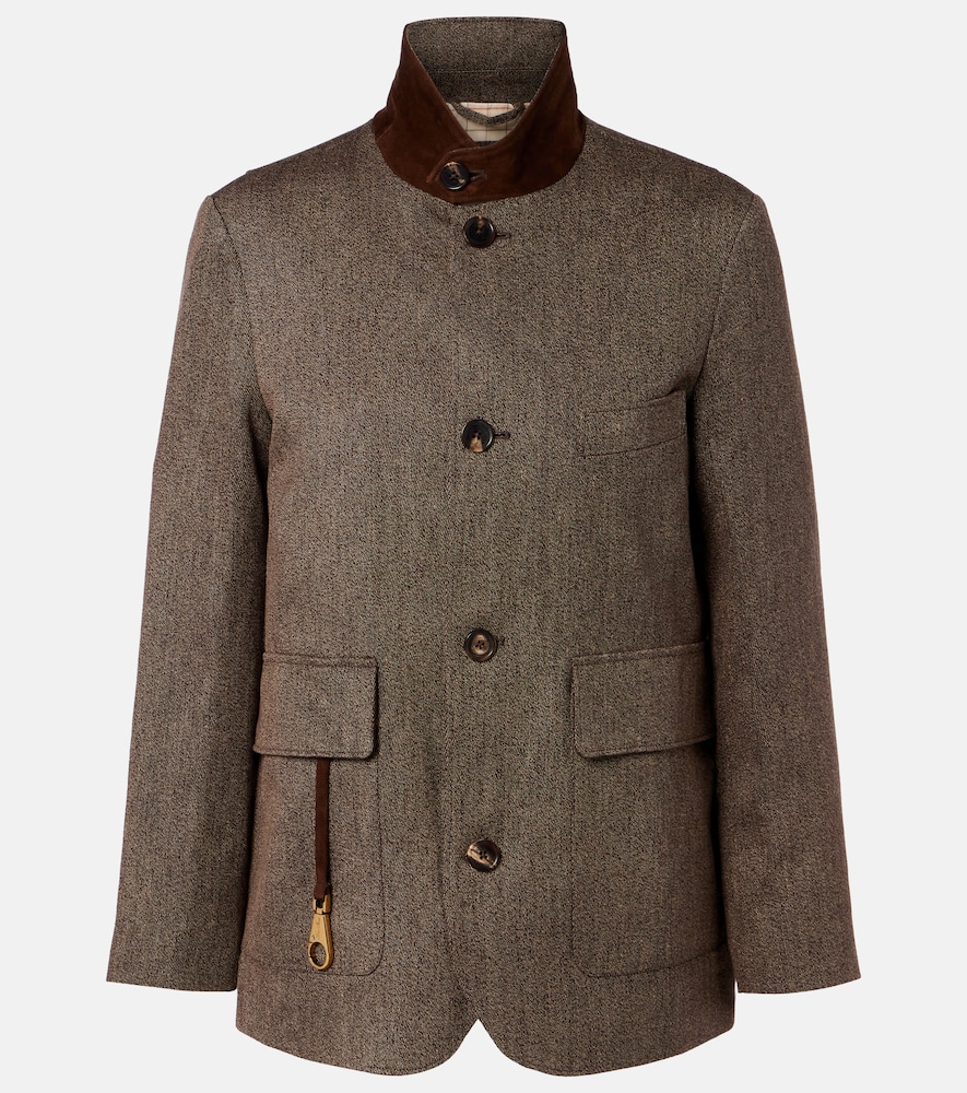 Loro Piana Suede Trimmed Linen Jacket