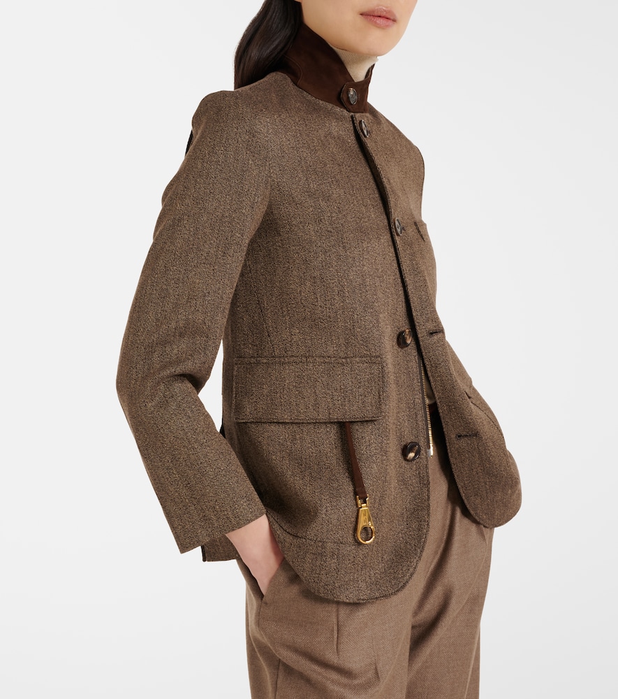 Loro Piana Suede-trimmed linen jacket