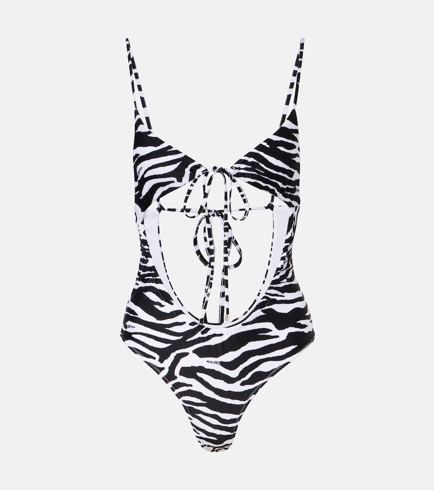The Attico Cutout zebra-print swimsuit