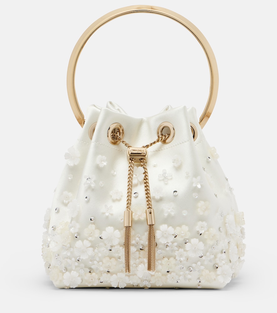 Verzierte Bucket-Bag Bon Bon Small aus Satin