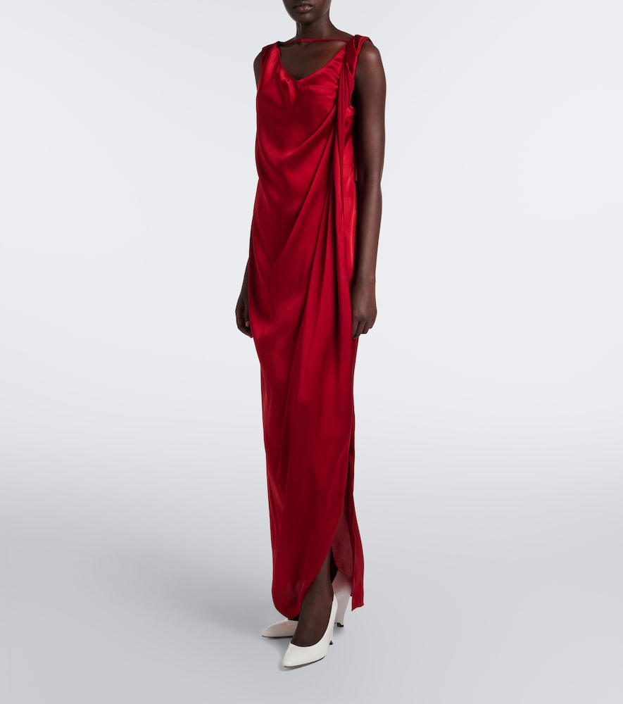 Draped Satin Maxi Dress