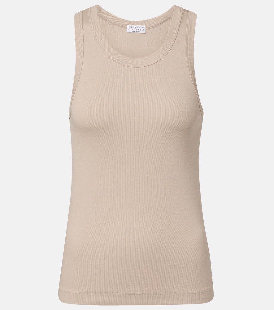 BRUNELLO CUCINELLI Brunello Cucinelli Monili cotton-blend tank top　Brunello Cucinelli Monili コットンブレンド タンクトップ