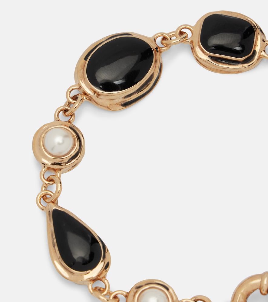  Saint Laurent Saint Laurent Cassandre Embellished Chain Bracelet 