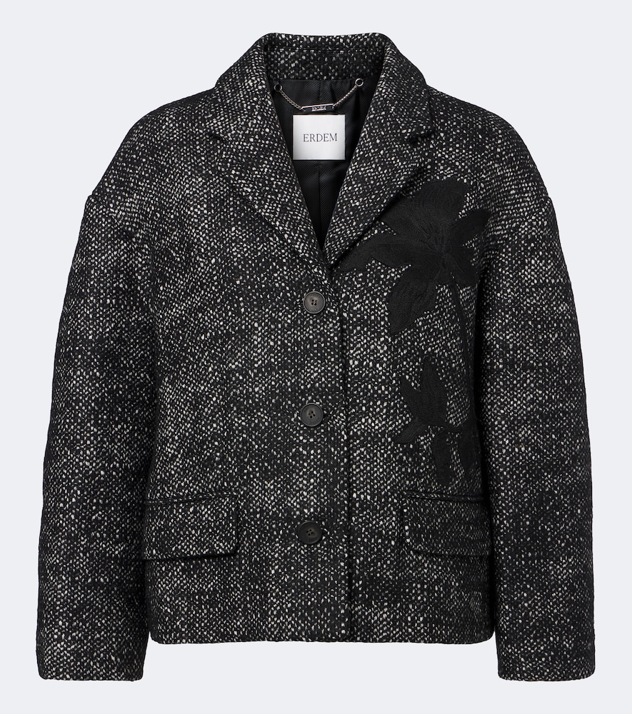 Cropped Embroidered Wool-Blend Jacket