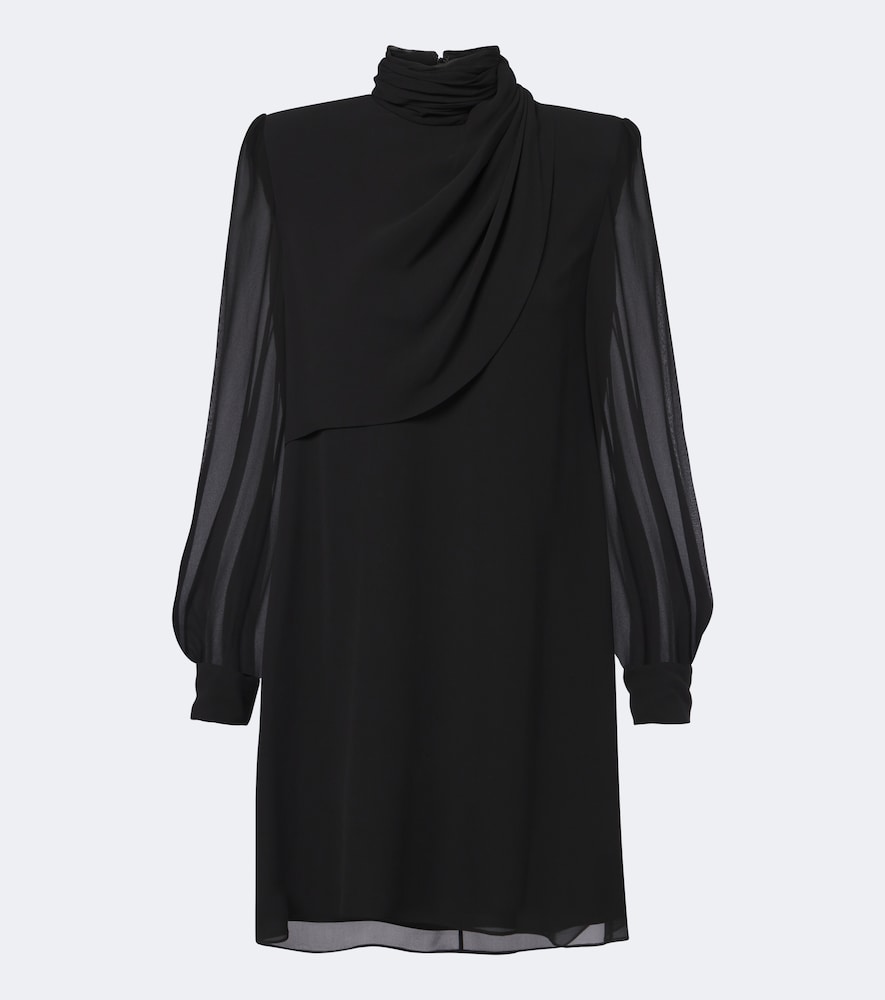 Valentino Draped Silk Georgette Minidress In Black