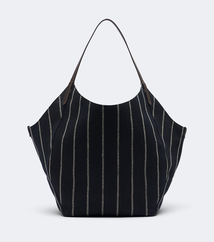 Borsa in canvas e suede con monile