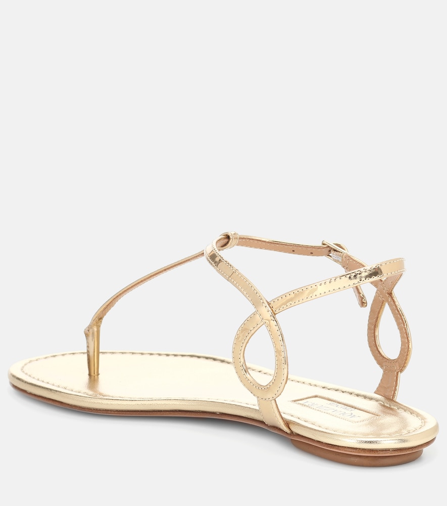  Aquazzura Aquazzura Almost Bare Metallic Leather Sandals 