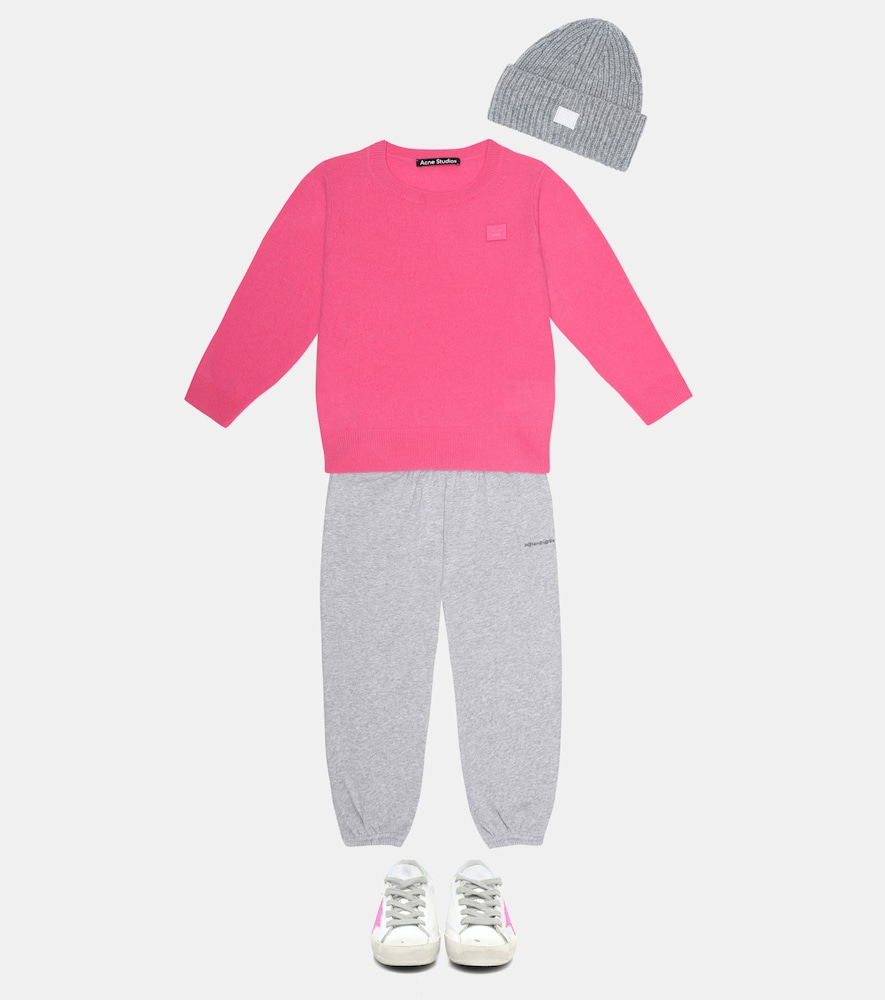  Acne Studios Kids Acne Studios Kids Face Ribbed-knit Wool Beanie 