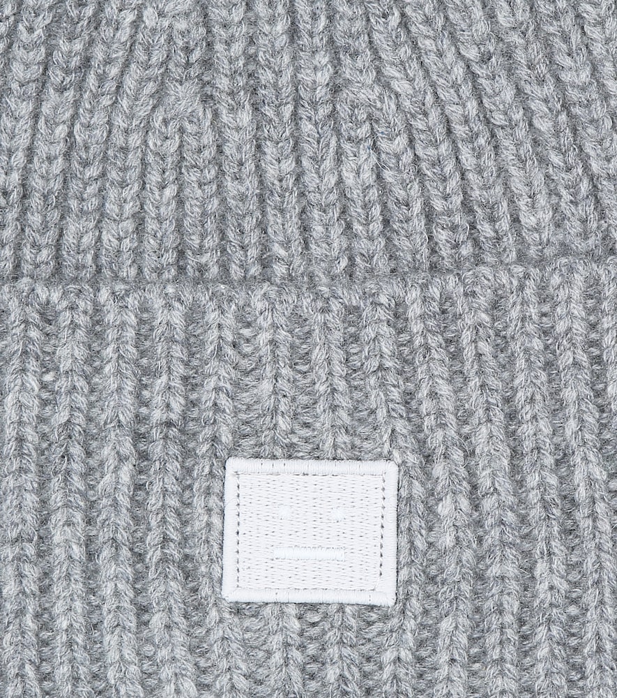  Acne Studios Kids Acne Studios Kids Face Ribbed-knit Wool Beanie 