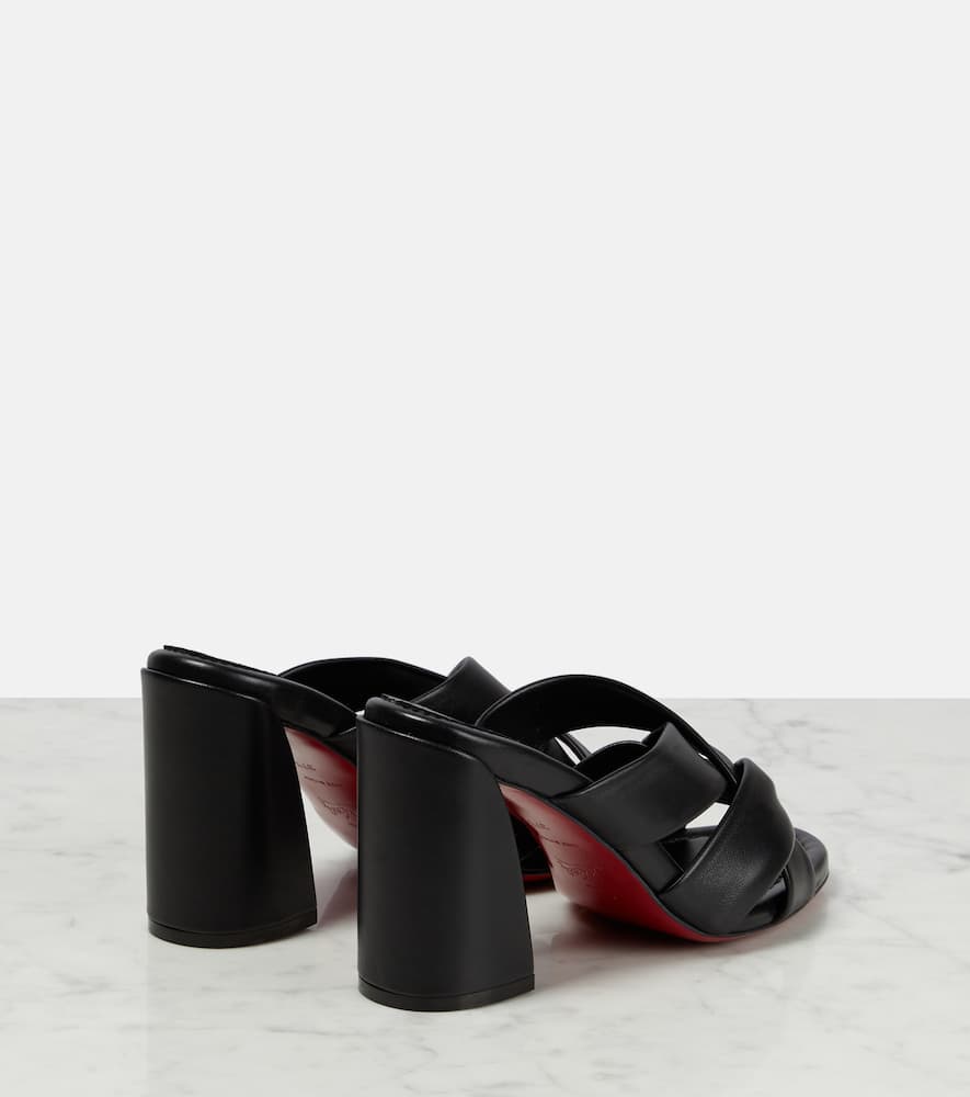 Shop Christian Louboutin Dispo Club Leather Mules In Black/lin Black